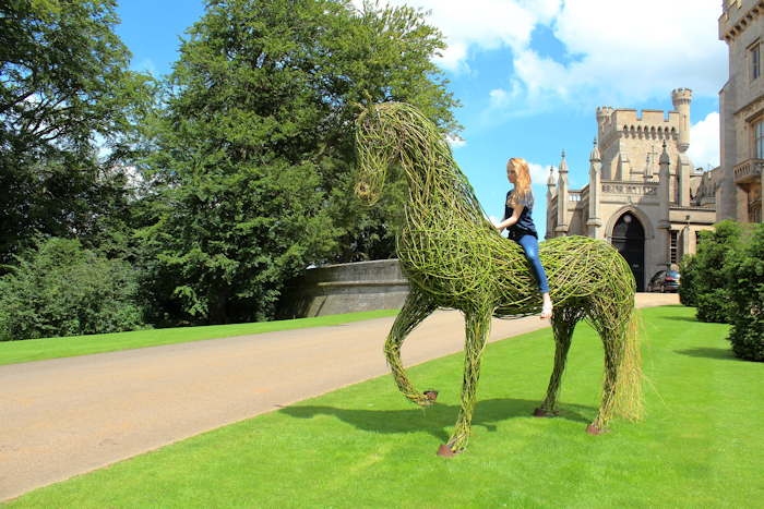 This willow horse sculpture by Laury Dizengremel was created in July 2012 and is shown here below Belvoir Castle