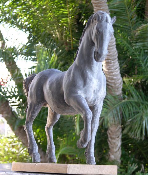 A picture of a resin copy of Clydesdale horse sculpture - a trophy commission
