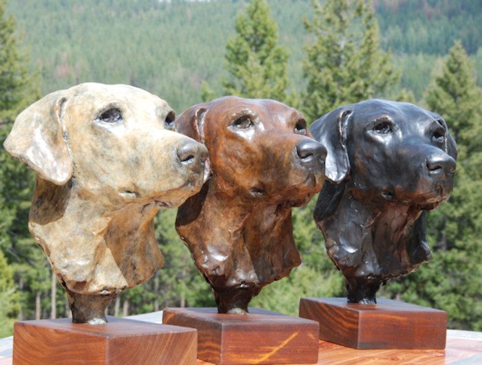 Portrait of gun dog - sculpture by Laury Dizengremel