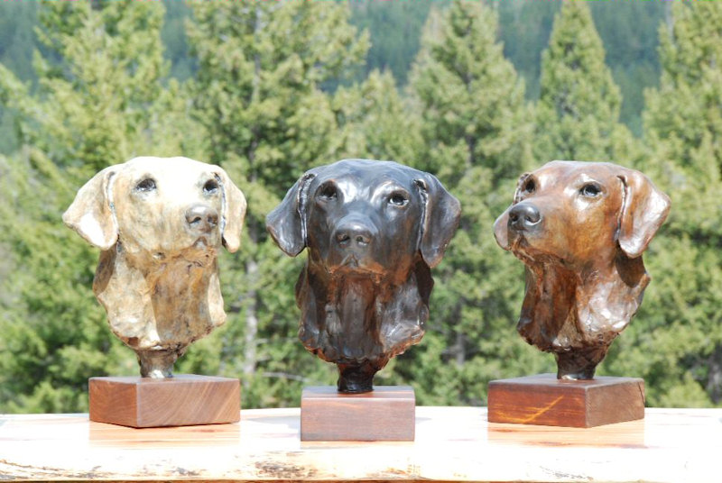 Three different patinations for this (and other) lab bust