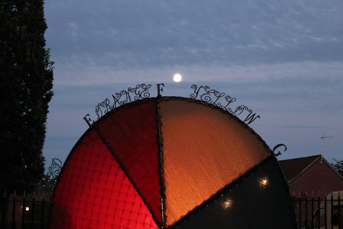 The moon rising over the installation....