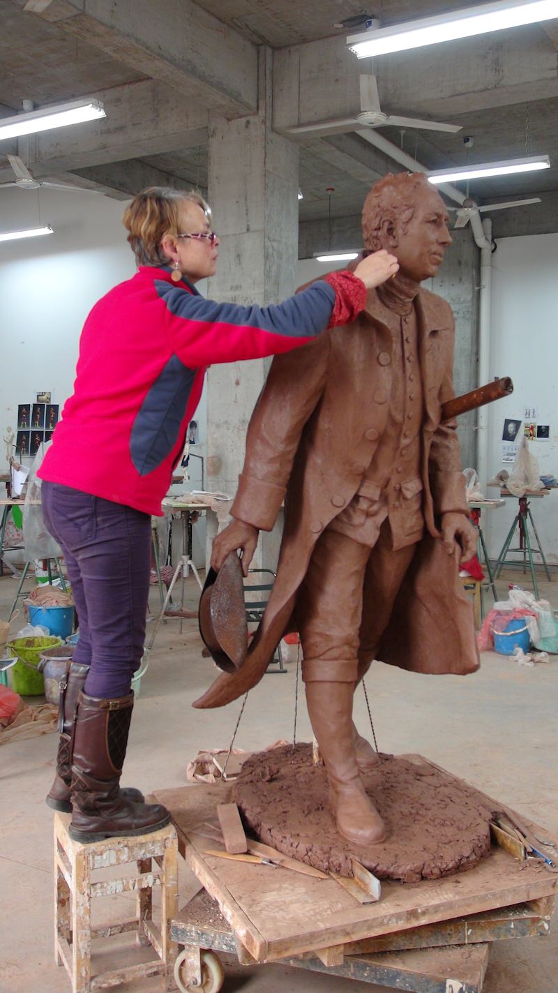 Lancelot Capability Brown - lifesize clay sculpture by Laury Dizengremel - likeness based on Cosway's painting