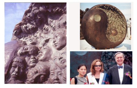 A composite view of East Meets West monumental sculpture images