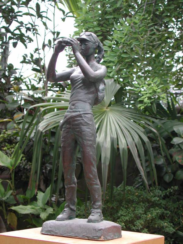 Chinese Tourist sculpture - front view