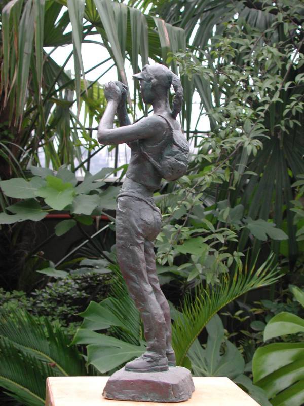 Chinese Tourist sculpture - side view