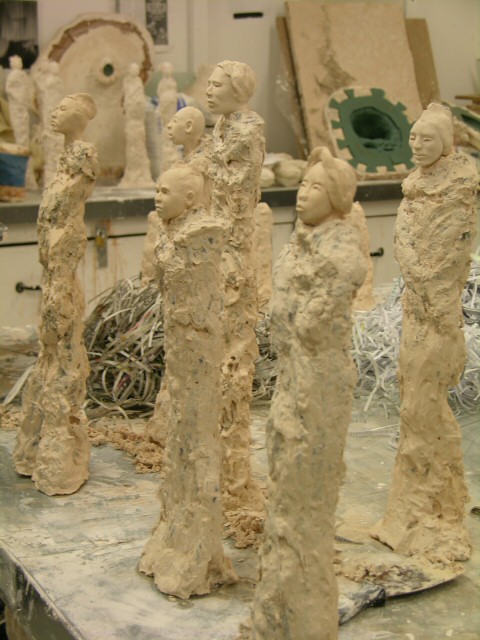 Original sculpture series in shredded paper and plaster