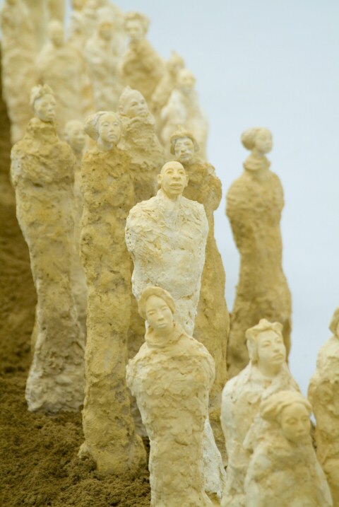 A different view of the small statues in  sculpture installation