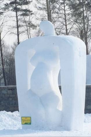 Another view of the same snow sculpture created during the Harbin China Snow Sculpture Symposium 2001